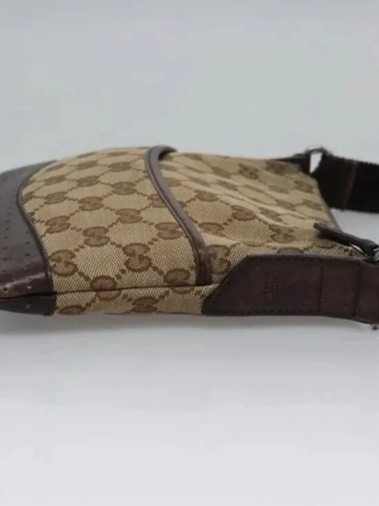 GUCCI GG Canvas Shoulder Bag Beige Brown gold - Picture 3 of 16